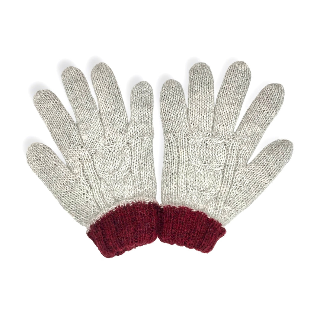 Baby Alpaca Cable Knit Unisex Gloves- Reversible