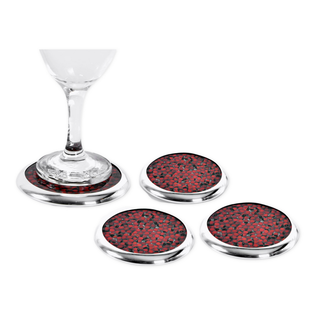 Peruvian Huayruro Seeds Coasters-Silver Plated