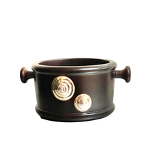 Load image into Gallery viewer, Glass Ice Bucket with Mahogany Wood and Sterling Silver Accents
