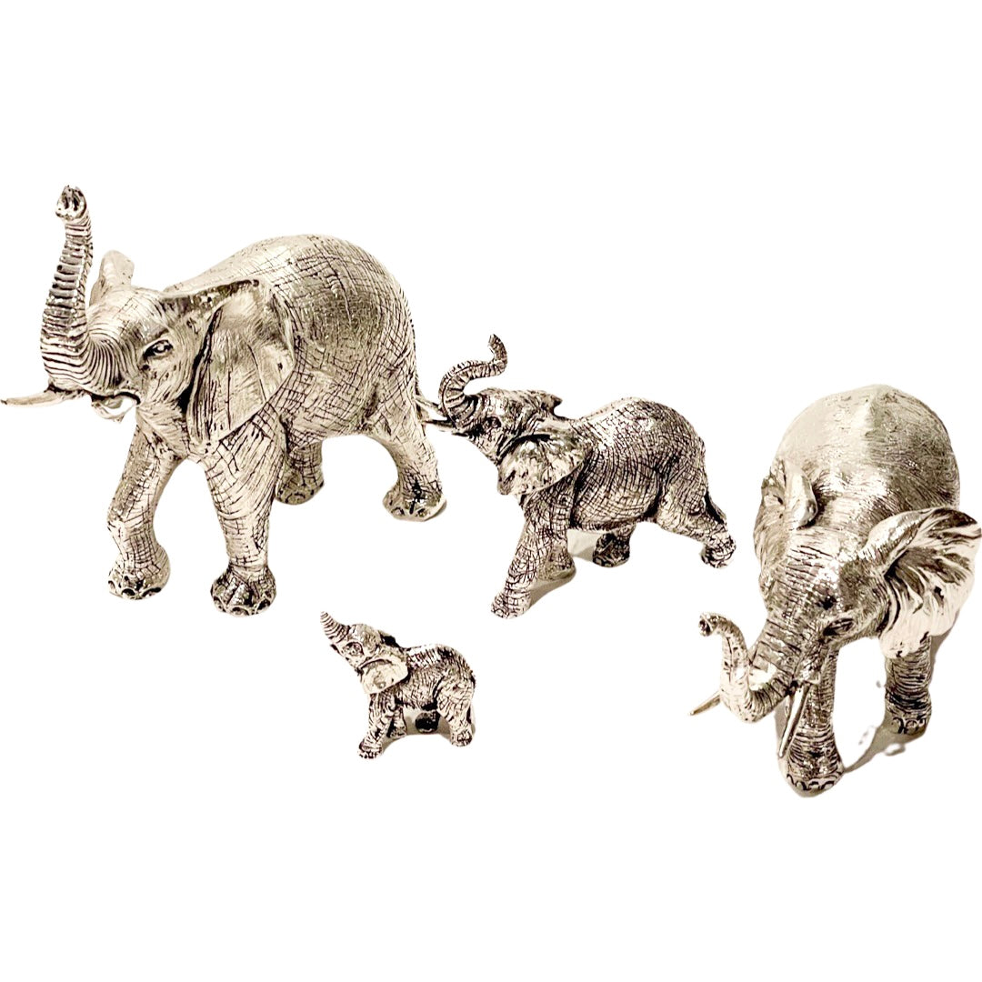 Leopard Family Sculpture, Silver Plated