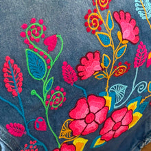 Load image into Gallery viewer, Distressed Denim Jacket Floral Embroidered Detail - Blue
