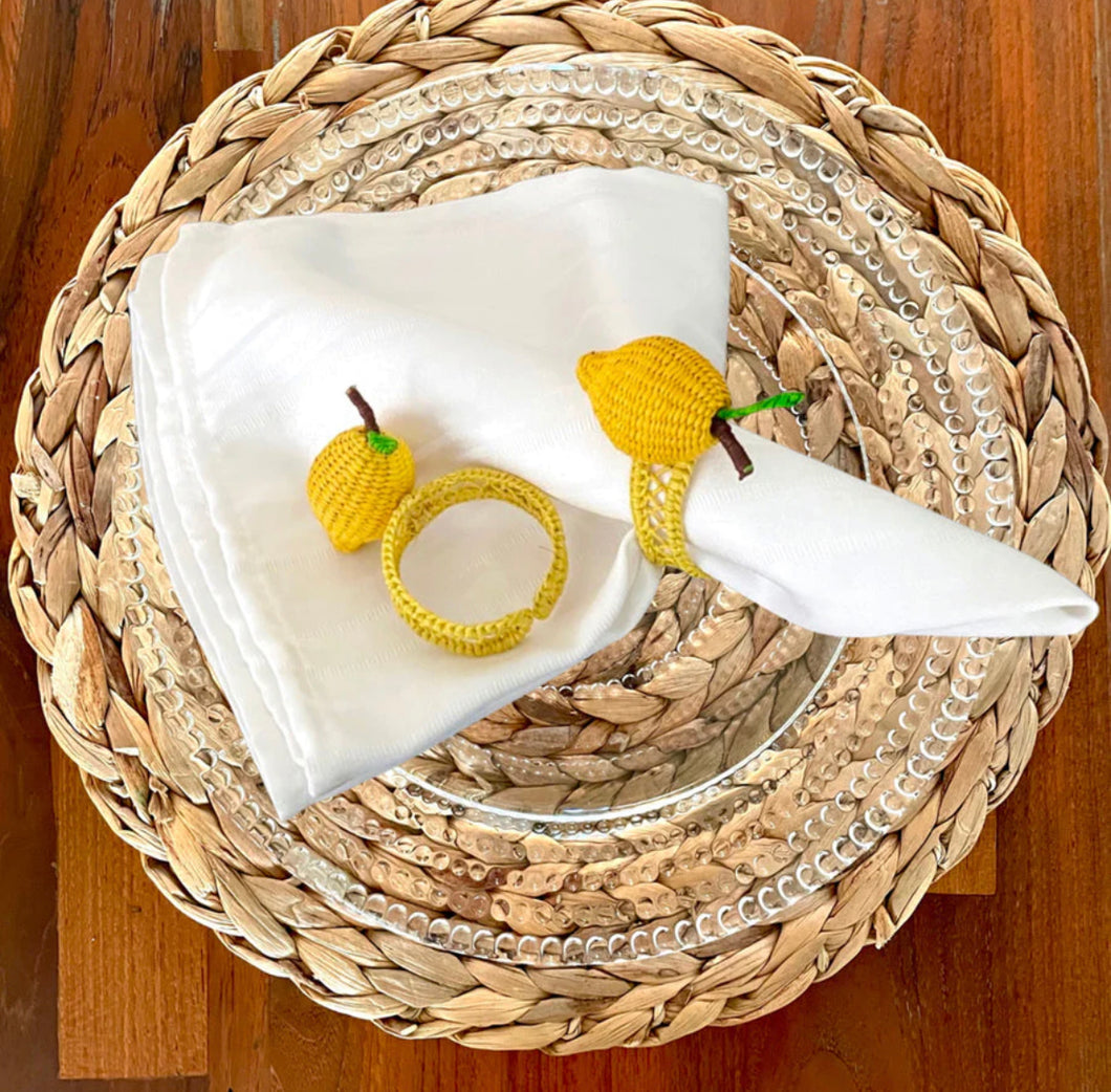 Iraca Palm Napkin Rings-Lemons