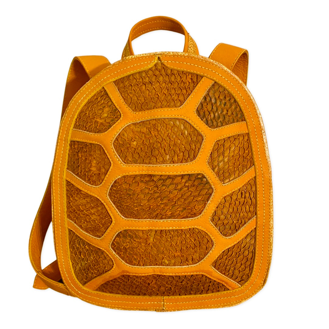 bass leather backpack Genuine Fish Leather Taricaya Backpack | Sustainable & Handcrafted