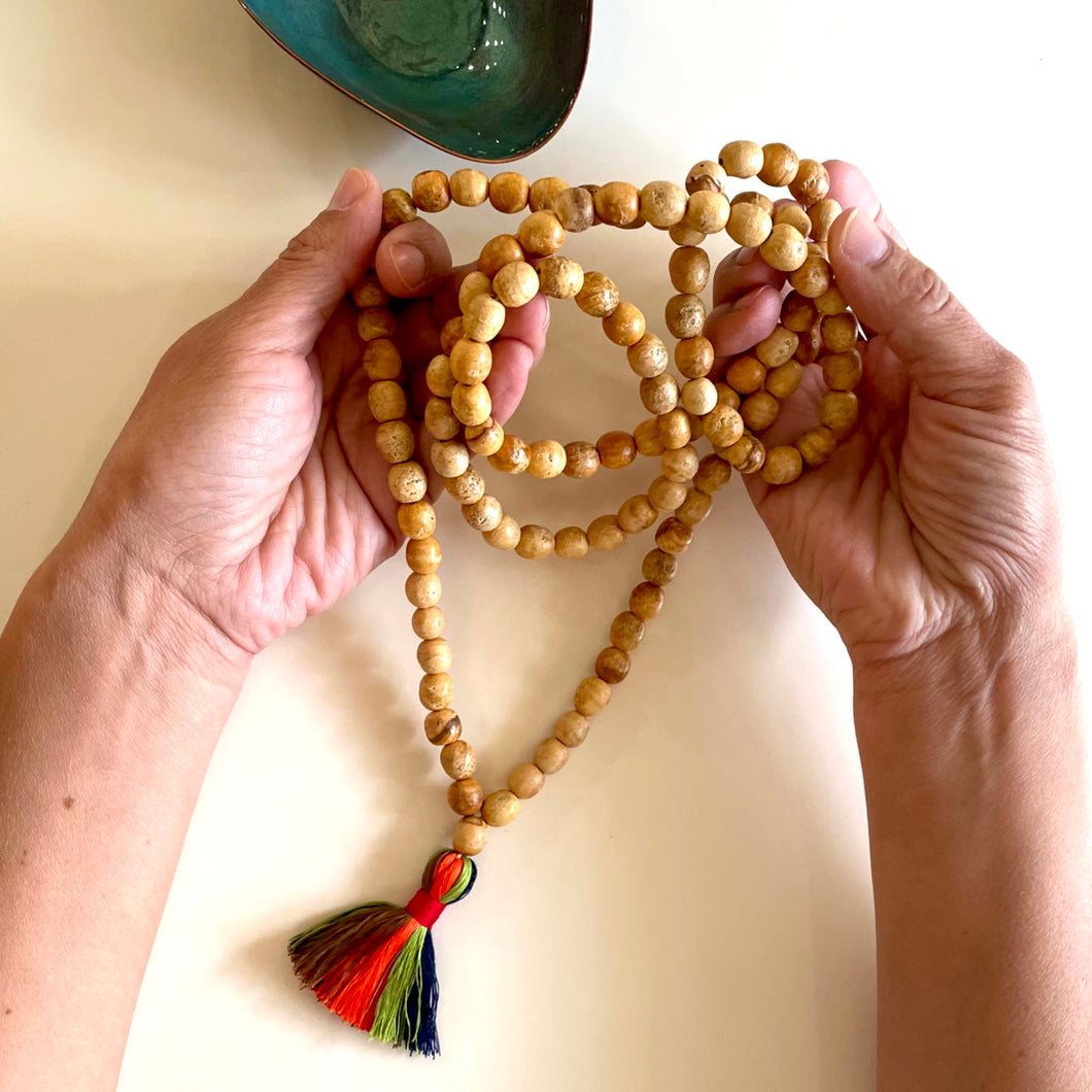 Mala Necklace-108 Palo Santo Wood Beads